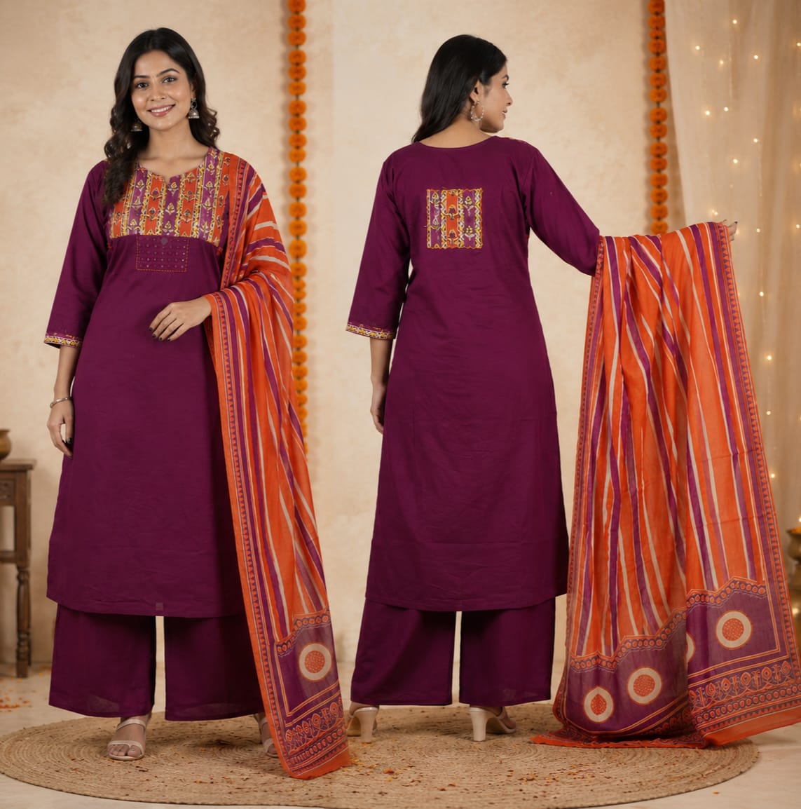 Cotton Applique Handwork 3pc set