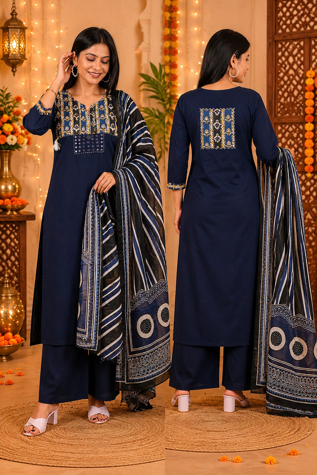 Cotton Applique Handwork 3pc set