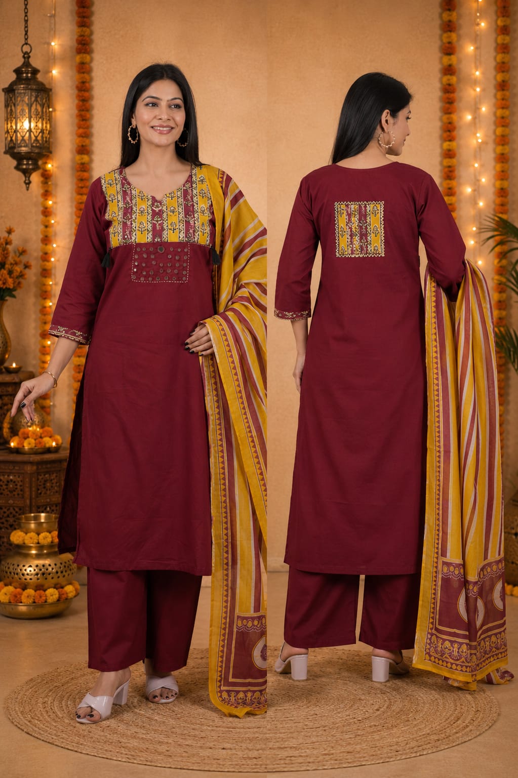 Cotton Applique Handwork 3pc set
