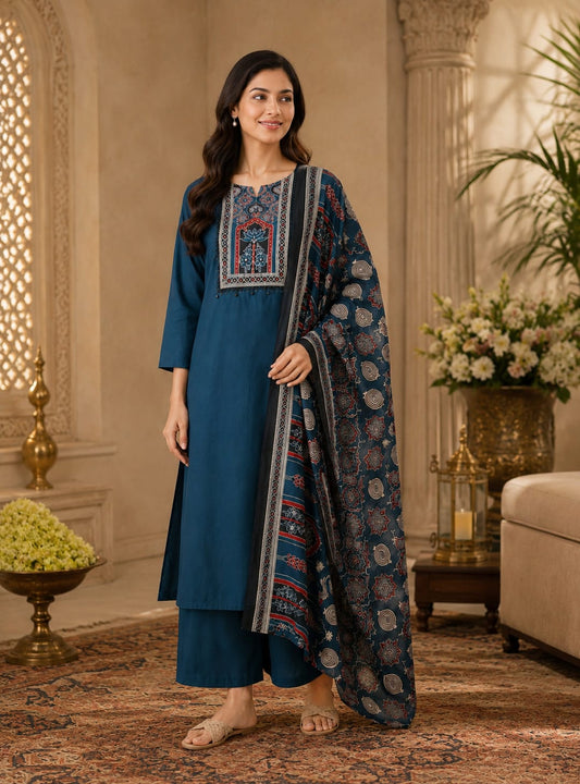 Dabu Cotton Ajrakh Patch 3pc Set