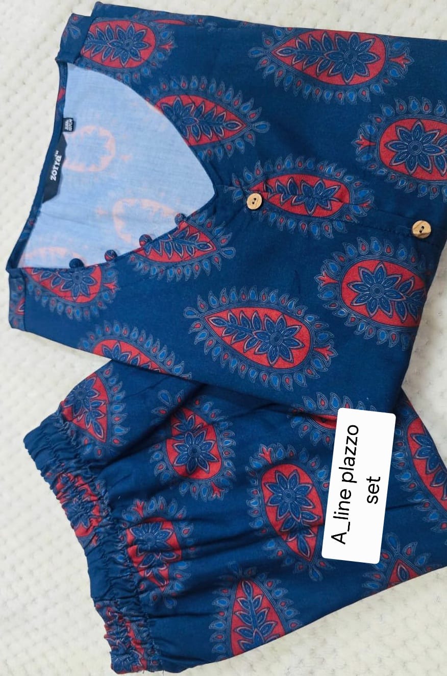 Zorra Rayon Digital Print Aline Top&Plazzo Cord set