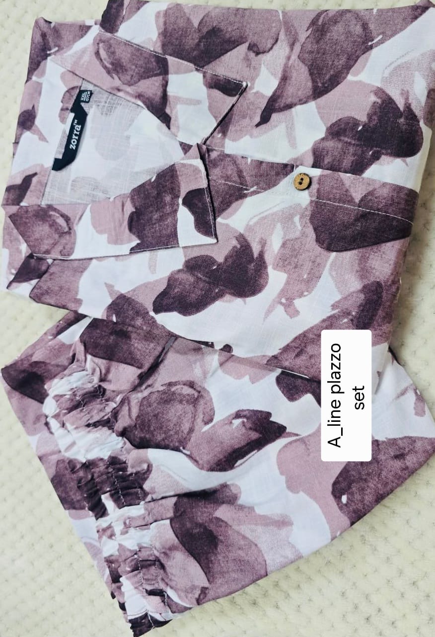 Zorra Rayon Digital Print Aline Top&Plazzo Cord set