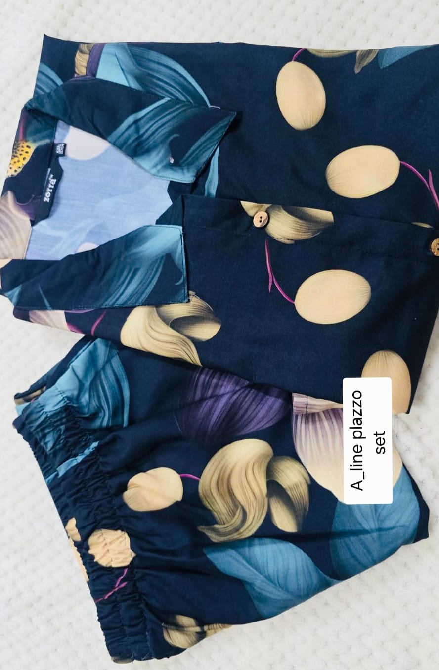 Zorra Rayon Digital Print Aline Top&Plazzo Cord set