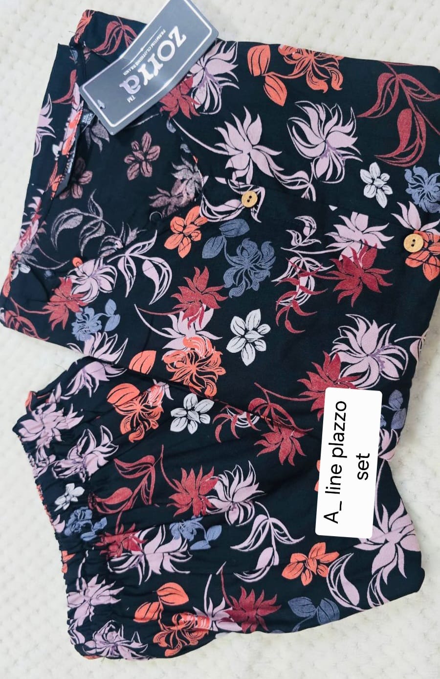 Zorra Rayon Digital Print Aline Top&Plazzo Cord set